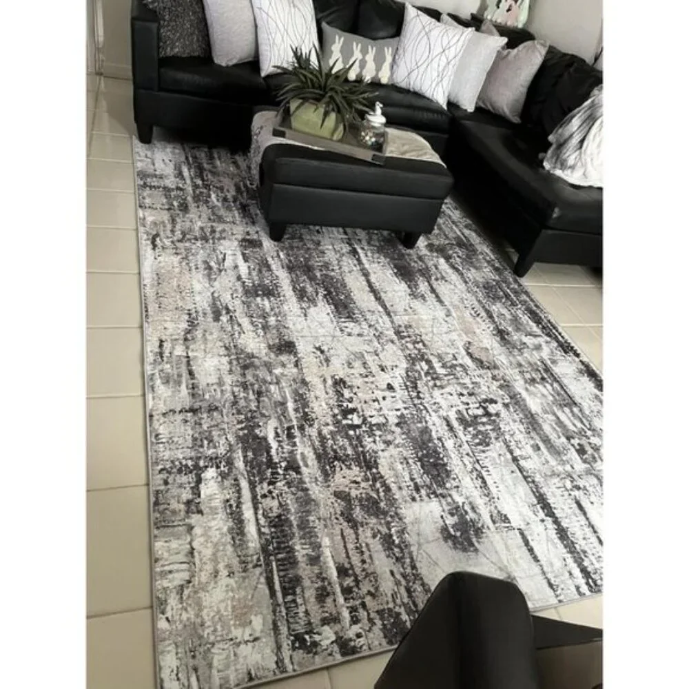 New 6x9 Washable Abstract Rug Soft Non-Skid Carpet for Home & Room Decor